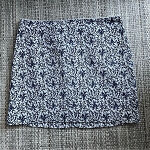Madewell women’s mini skirt size 6 cotton zip blue toile  lined‎ floral preppy